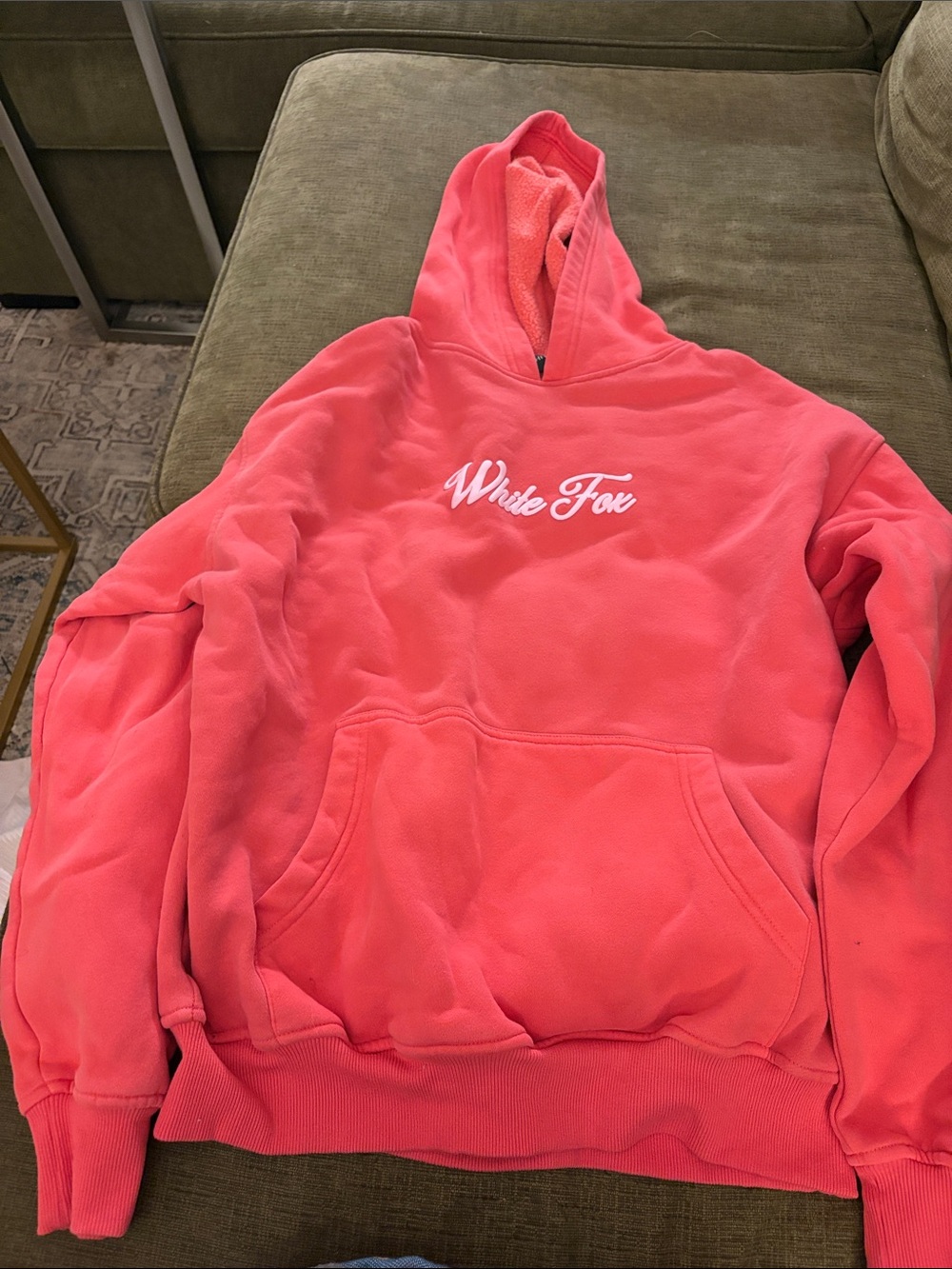 White Fox Boutique Coral Pink Logo Hoodie